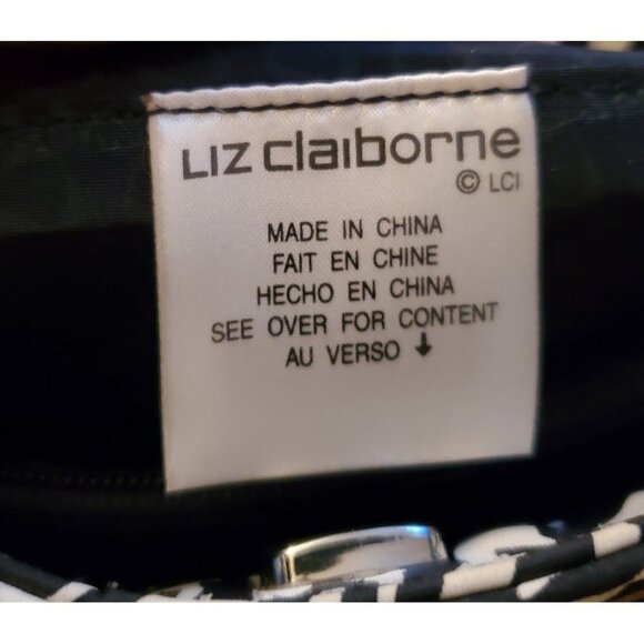 Liz Claiborne Zebra Print Shoulder Bag w/ Bow Accent Black Handles Snap Closure - Picture 3 of 7